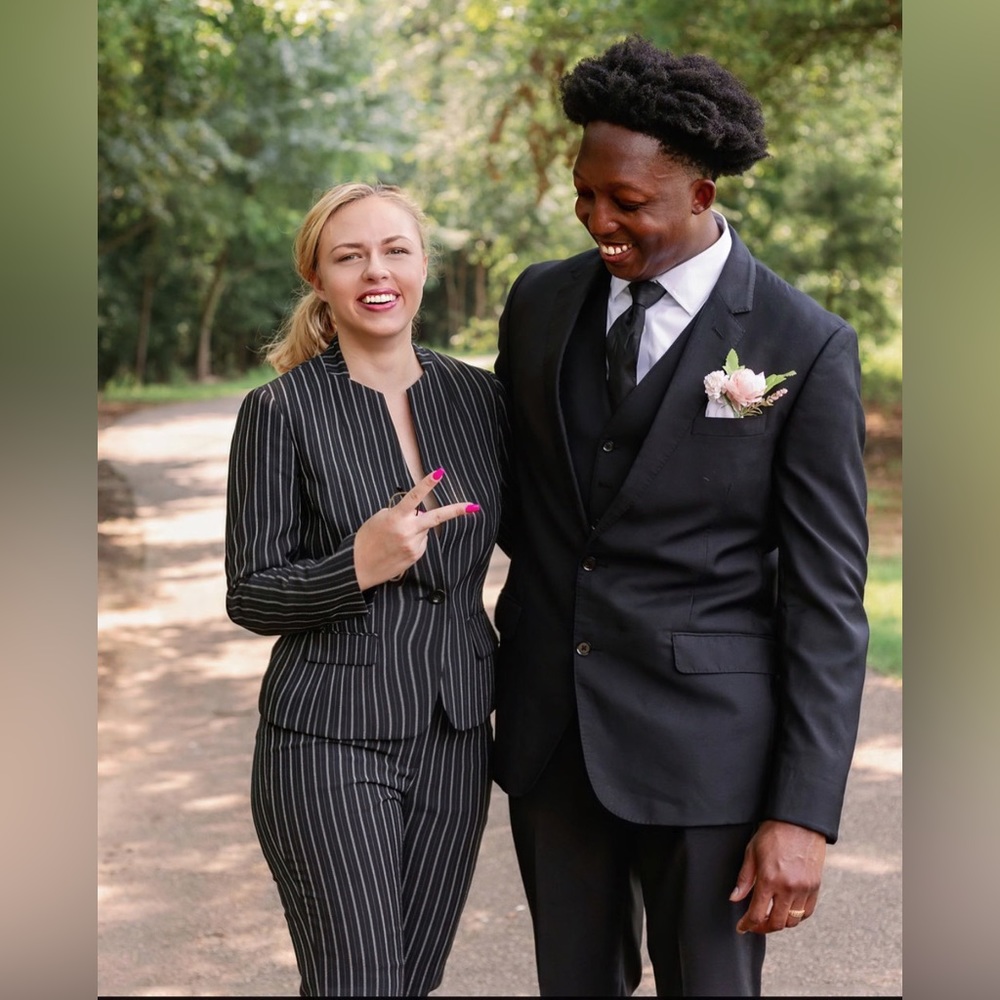 Black striped suit